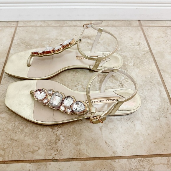 SOPHIA WEBSTER Ritzy Embellished Metallic Leather Thong Sandals size 7 - Picture 8 of 9